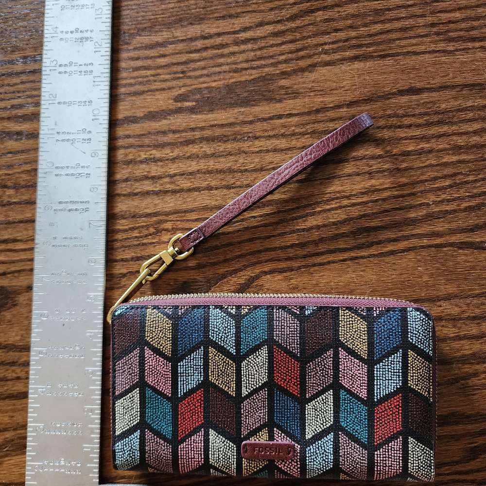 Fossil Multicolor Chevron Wristlet